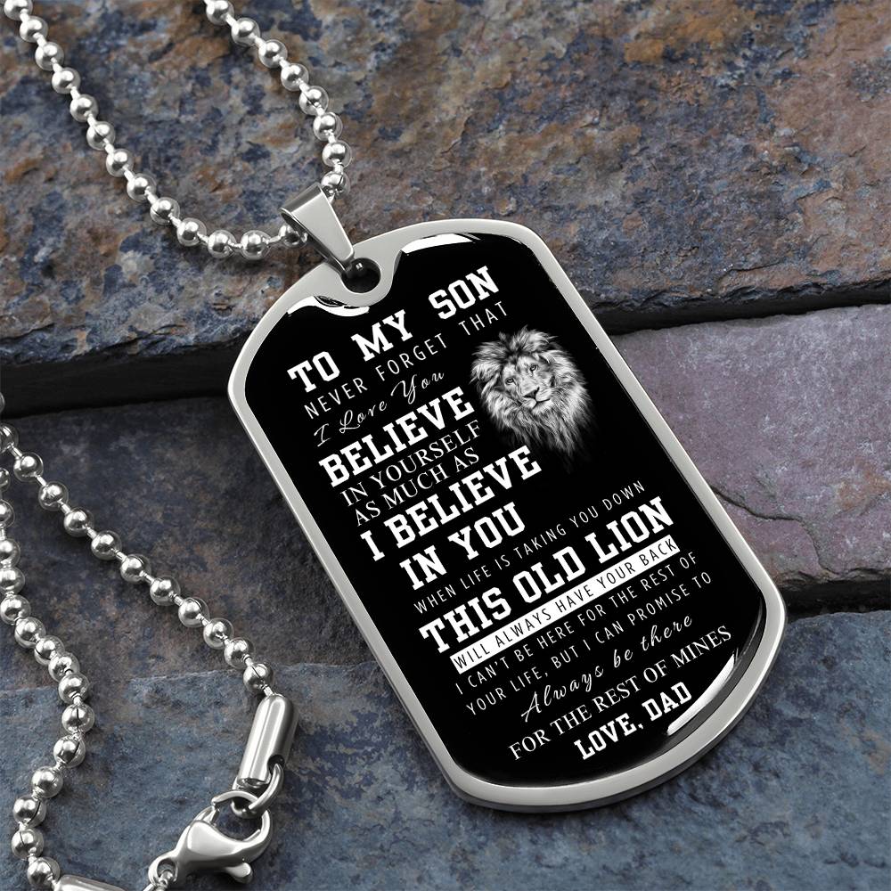 TO MY SON- LOVE DAD- DOG TAG