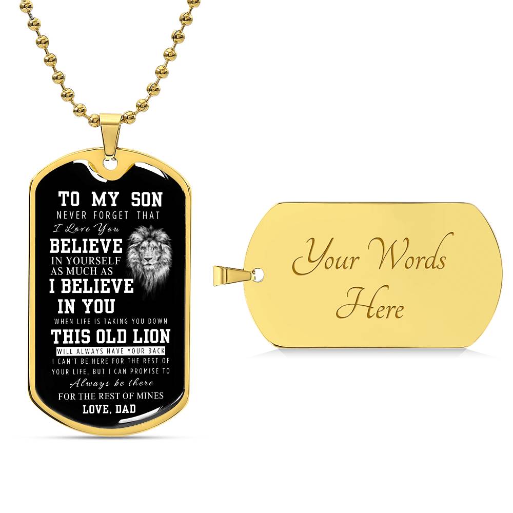 TO MY SON- LOVE DAD- DOG TAG