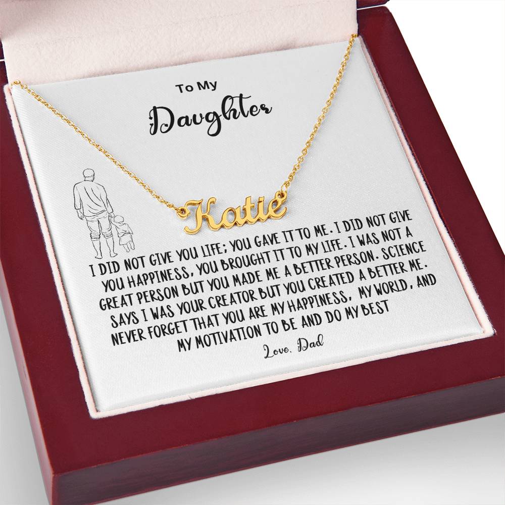 To My Daughter- Name Necklace